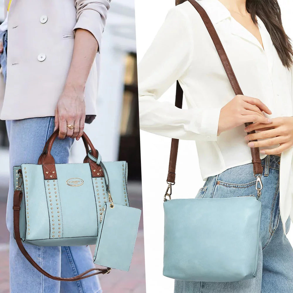 Bolso De Mano De 3 Pzas Para Mujer, Bolso De Hombro, Bolso De Mano, Bolso Hobo, Maletín, Bolso De Trabajo Para Mujer